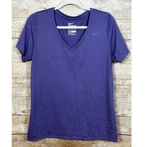NIKE DRI-FIT PURPLE V-NECK ATHLETIC CUT GYM RUNNING ACTIVE WEAR T-SHIRT SIZE XL